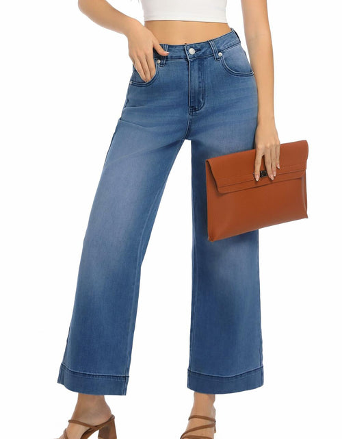 Load image into Gallery viewer, Guaile Womens High Waisted Stretchy Wide Leg Jeans Jean Blue Size 6
