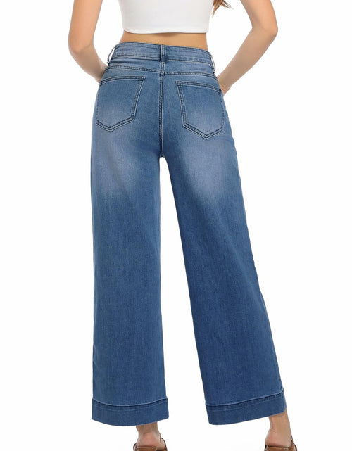 Load image into Gallery viewer, Guaile Womens High Waisted Stretchy Wide Leg Jeans Jean Blue Size 6
