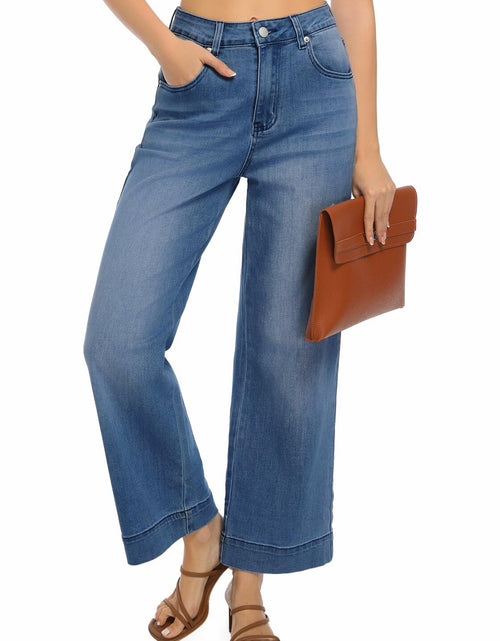 Load image into Gallery viewer, Guaile Womens High Waisted Stretchy Wide Leg Jeans Jean Blue Size 6

