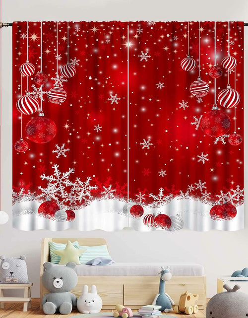 Load image into Gallery viewer, TKUYO Christmas Curtains Red White Snowflakes 2 Panels 42x45 Inch
