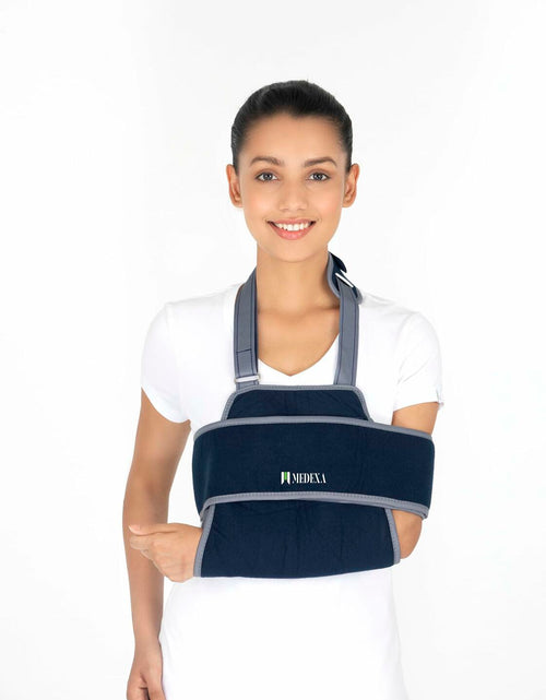 Load image into Gallery viewer, Medexa Shoulder Immobilizer Arm Sling Elastic Brace Navy Blue One Size
