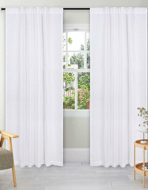 Load image into Gallery viewer, Limecasa Linen White Farmhouse Curtain 50x84 Tab Top Room Darkening 1 Panel
