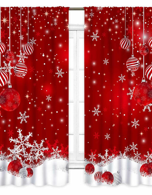 Load image into Gallery viewer, TKUYO Christmas Curtains Red White Snowflakes 2 Panels 42x45 Inch
