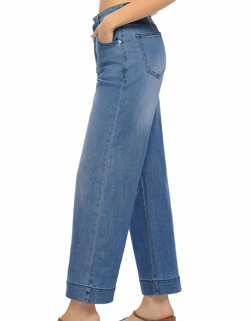 Load image into Gallery viewer, Guaile Womens High Waisted Stretchy Wide Leg Jeans Jean Blue Size 6
