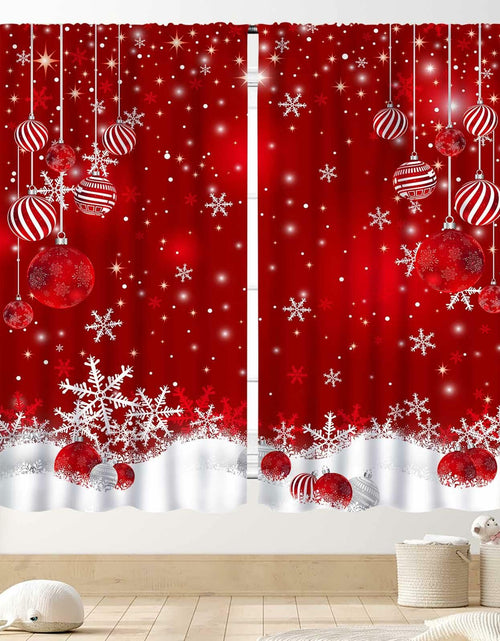 Load image into Gallery viewer, TKUYO Christmas Curtains Red White Snowflakes 2 Panels 42x45 Inch
