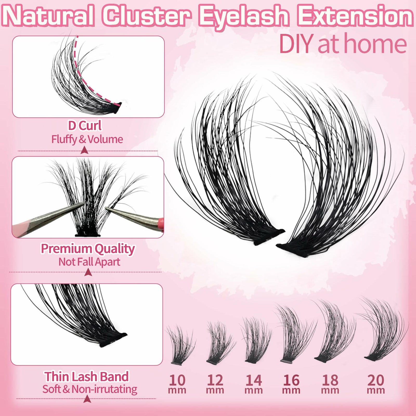 Anforlin Eyelash Extension Kit 280pcs Thick Volume D Curl 14-22mm Black