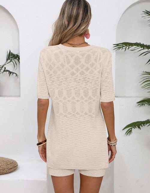 Load image into Gallery viewer, OUKODS Womens 2 Piece Summer Short Sleeve Top &amp; Shorts Set Apricot Size S
