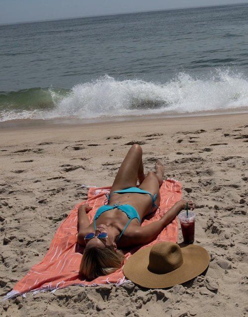 Load image into Gallery viewer, Mosobam Soft Fouta Peshtemal 35x70 Living Coral Lightweight Bamboo Towels
