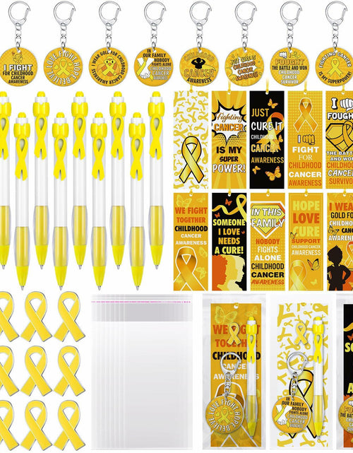 Load image into Gallery viewer, Yaomiao 180 Pcs Gold Ribbon Awareness Gift Set Childhood Cancer Support
