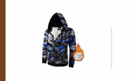 Load image into Gallery viewer, OHSNMAKSL Men's Sherpa Fleece Hoodie Jacket Blue Camo Size XL
