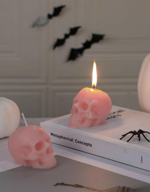 Load image into Gallery viewer, Nuanchu Halloween Skull Candles 6 Pack Large Light Pink Pastel Paraffin Wax
