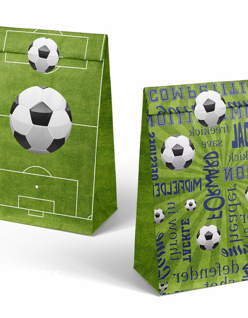 Load image into Gallery viewer, Outego Soccer Party Favor Bags with Stickers 24 Count Green Paper Soccer
