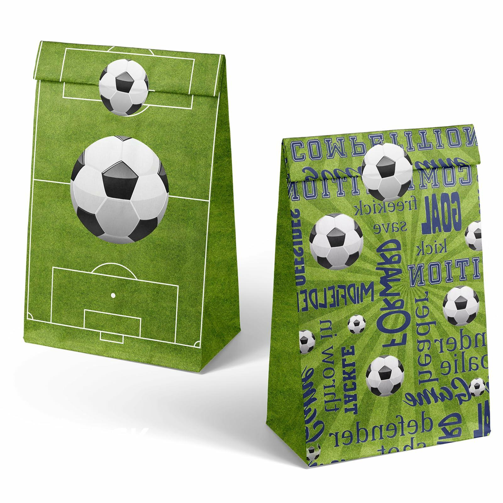 Outego Soccer Party Favor Bags with Stickers 24 Count Green Paper Soccer