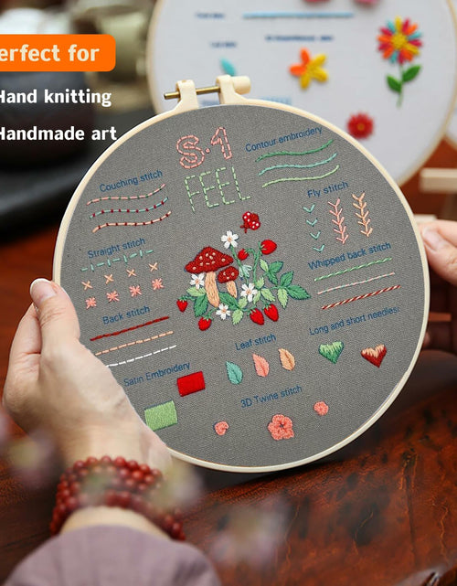 Load image into Gallery viewer, Tophywin 4 Pack Embroidery Kit Floral DIY with Hoop Threads Tools Good times
