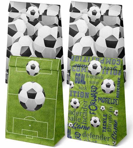 Outego Soccer Party Favor Bags with Stickers 24 Count Green Paper Soccer
