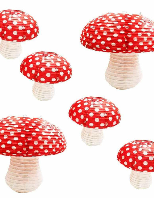 Load image into Gallery viewer, Lotus Mann 6PCS 14" Red Mushroom Lanterns Fairy Tale Party Decor
