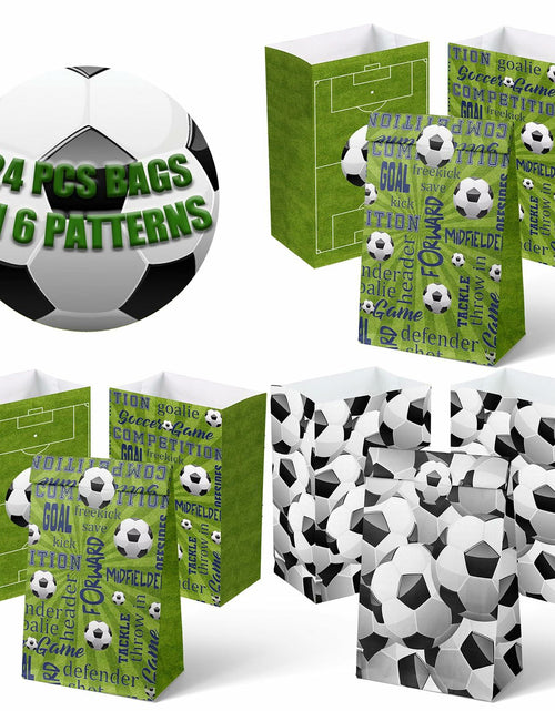 Load image into Gallery viewer, Outego Soccer Party Favor Bags with Stickers 24 Count Green Paper Soccer
