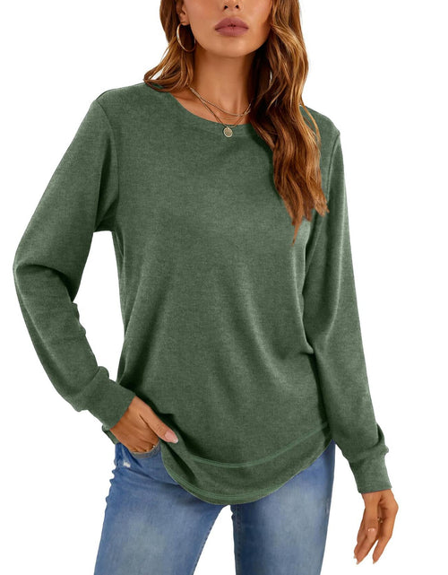 Load image into Gallery viewer, KUOTAI Womens Long Sleeve T Shirt Casual Blouse Tunic Green Size M
