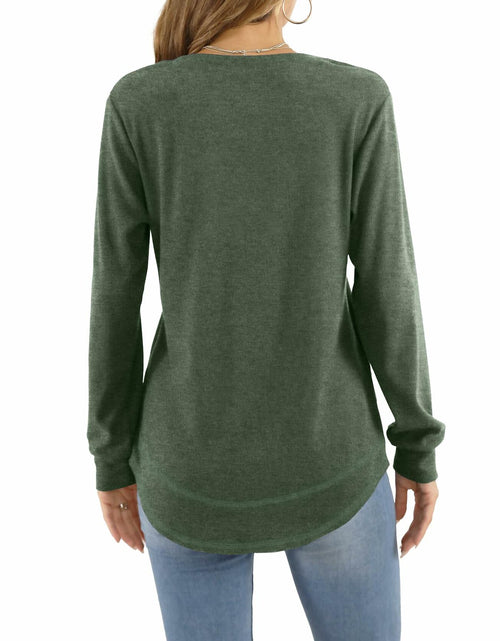 Load image into Gallery viewer, KUOTAI Womens Long Sleeve T Shirt Casual Blouse Tunic Green Size M
