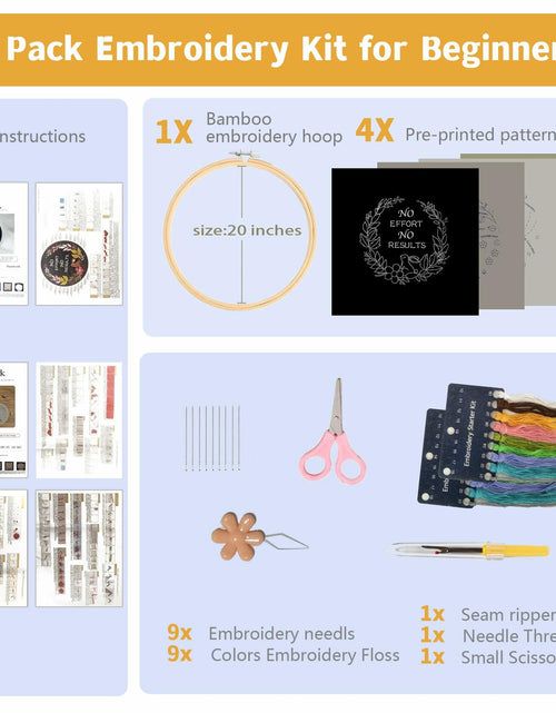 Load image into Gallery viewer, Tophywin 4 Pack Embroidery Kit Floral DIY with Hoop Threads Tools Good times
