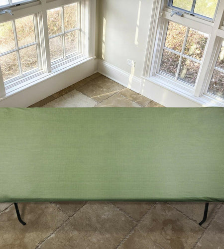 Covers for the Home Elastic Vinyl Fitted Table Cover Basketweave Green 5'x30"