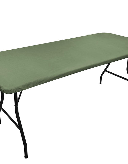 Load image into Gallery viewer, Covers for the Home Elastic Vinyl Fitted Table Cover Basketweave Green 5'x30"
