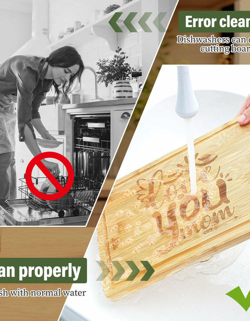 Load image into Gallery viewer, Didaey Bamboo Wood Cutting Board Gift Set for Mom Grandma 3 Pieces
