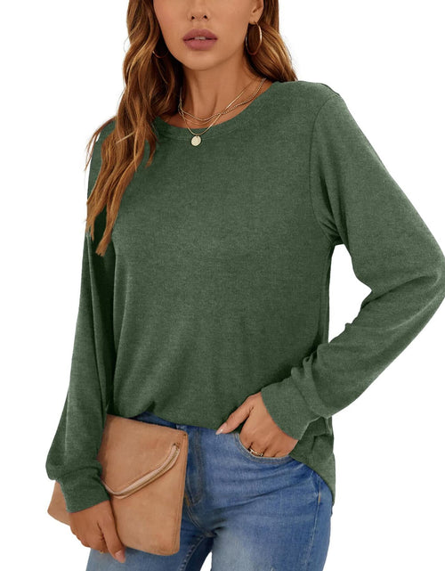Load image into Gallery viewer, KUOTAI Womens Long Sleeve T Shirt Casual Blouse Tunic Green Size M
