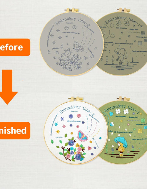 Load image into Gallery viewer, Tophywin 4 Pack Embroidery Kit Floral DIY with Hoop Threads Tools Good times
