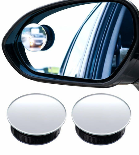 WildAuto Blind Spot Mirrors 2 Pack Round Frameless HD Glass Black 2"
