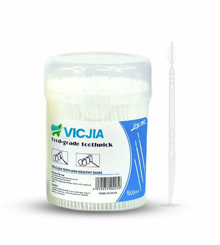 VICJIA Unflavored Tooth Floss Picks Dental Flossers 500 Count L+ Portable