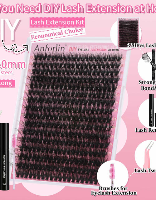 Load image into Gallery viewer, Anforlin Fluffy Lash Clusters 60D D Curl 14-22mm 280 PCS Black
