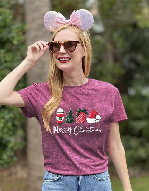Load image into Gallery viewer, ZXCAHPT Christmas Shirt Women Merry Xmas Holiday Tee Coffee Tree Santa Size M
