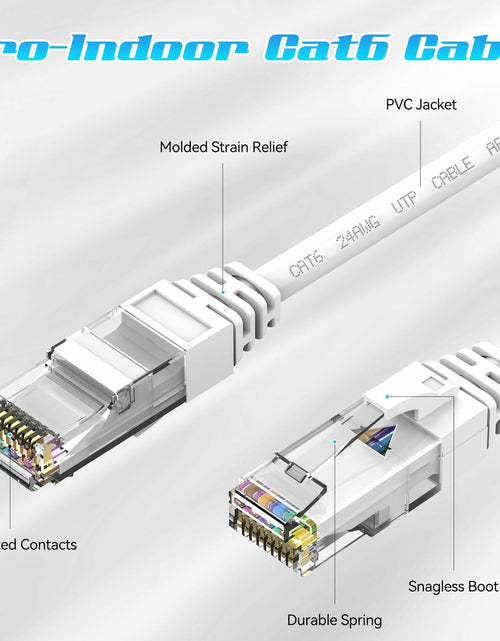 Load image into Gallery viewer, ecjtu 350FT Cat6 Ethernet Cable UTP PoE 24AWG CCA White with 25 Cable Ties
