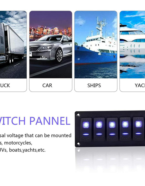 Load image into Gallery viewer, Garfour Marine 6 Gang 5 Pin Red LED Aluminum Rocker Switch Panel
