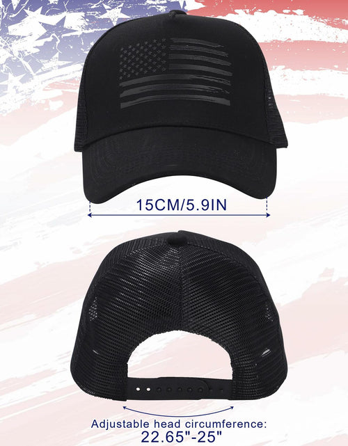 Load image into Gallery viewer, AWAYTR American Flag Trucker Snapback Hat Black One Size
