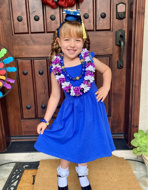 Load image into Gallery viewer, ALLIFly Girls Tie Back Sundress Back to School Blue Size 6
