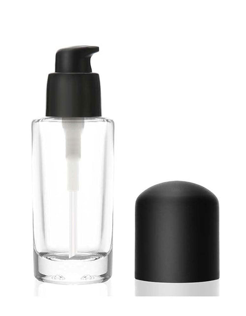 Load image into Gallery viewer, Furnido 4 Pack 30ml Clear Glass Round Essence Lotion Bottles with Pump
