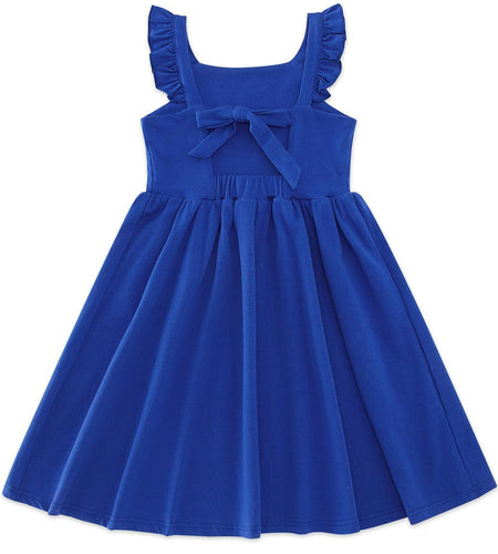 ALLIFly Girls Tie Back Sundress Back to School Blue Size 6