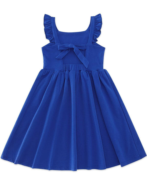 Load image into Gallery viewer, ALLIFly Girls Tie Back Sundress Back to School Blue Size 6
