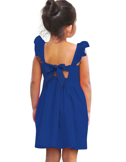 Load image into Gallery viewer, ALLIFly Girls Tie Back Sundress Back to School Blue Size 6
