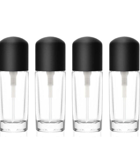 Furnido 4 Pack 30ml Clear Glass Round Essence Lotion Bottles with Pump