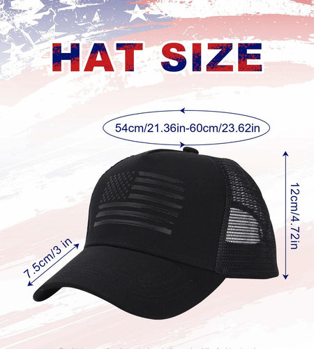 AWAYTR American Flag Trucker Snapback Hat Black One Size