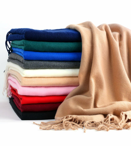 Landisun Winter Pashmina Shawl Scarf for Women Cashmere Green Solid