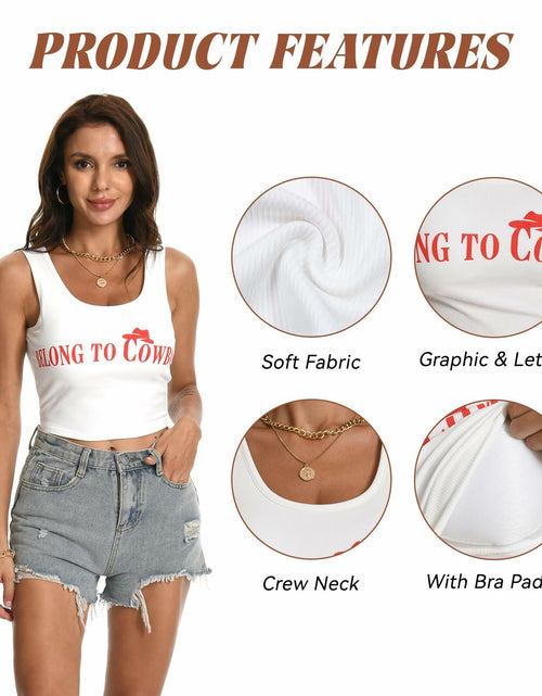 Load image into Gallery viewer, WELLATENT Cowboy Tank Shirt Western Cowgirl Crop Top White Size S
