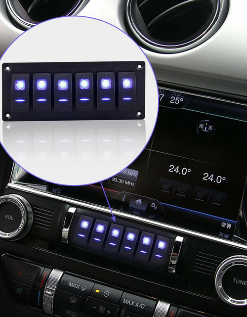 Load image into Gallery viewer, Garfour Marine 6 Gang 5 Pin Red LED Aluminum Rocker Switch Panel
