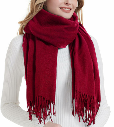 Landisun Winter Pashmina Shawl Scarf for Women Cashmere Green Solid