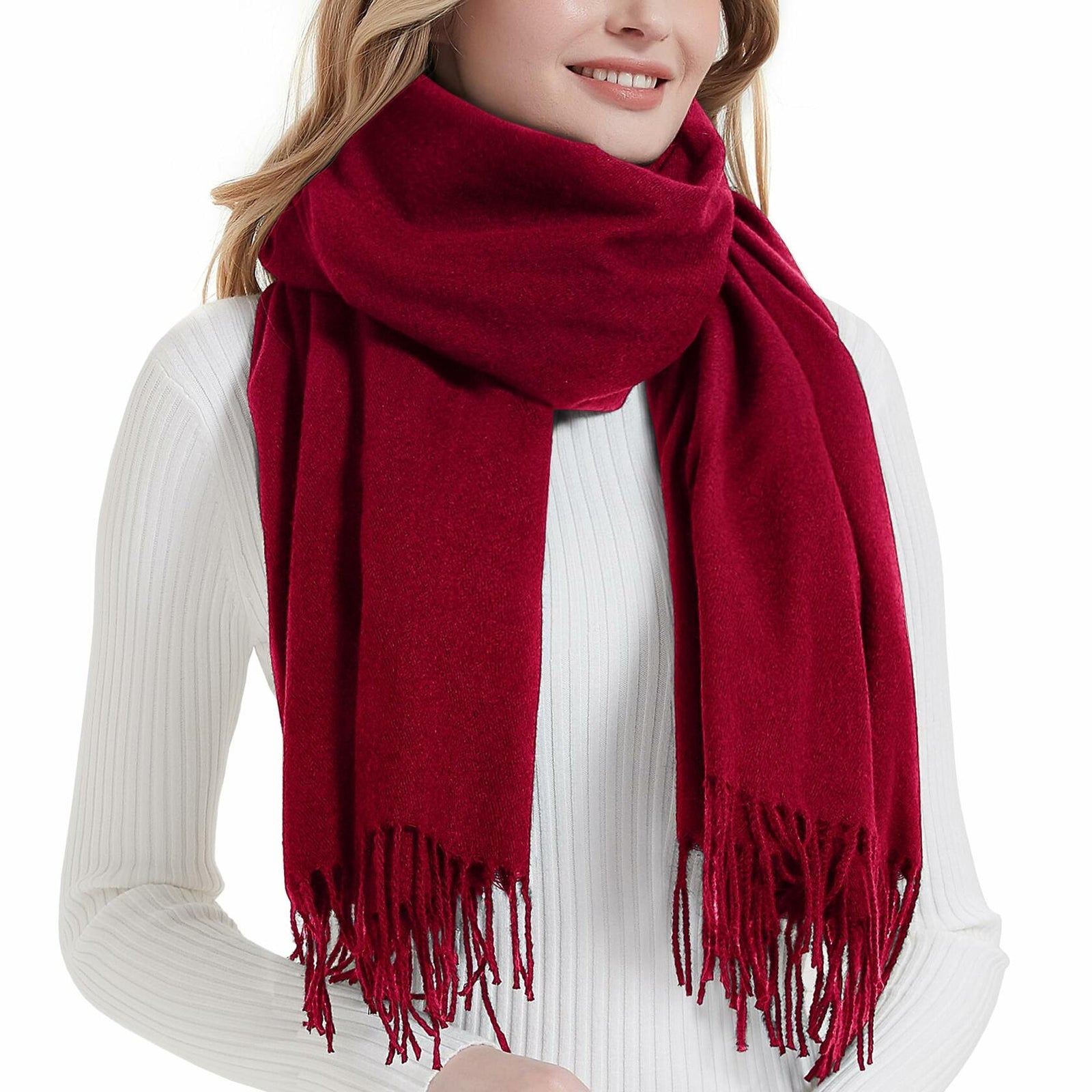 Landisun Winter Pashmina Shawl Scarf for Women Cashmere Green Solid