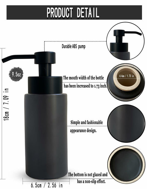Load image into Gallery viewer, UNBONSOUHAIT 11.5 Oz Black Stripe Ceramic Foaming Soap Dispenser Refillable
