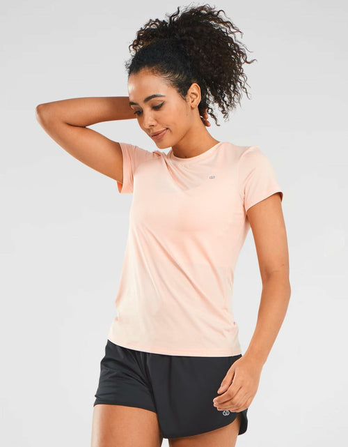 Load image into Gallery viewer, ALLZERO Feel Fit Workout Top Soft Short Sleeve Pink Heather Size L
